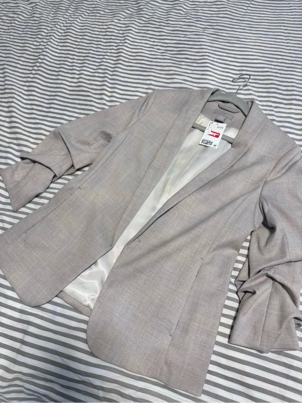 H&M Light Gray women’s Blazer - Subtle Check Tailored Jacket